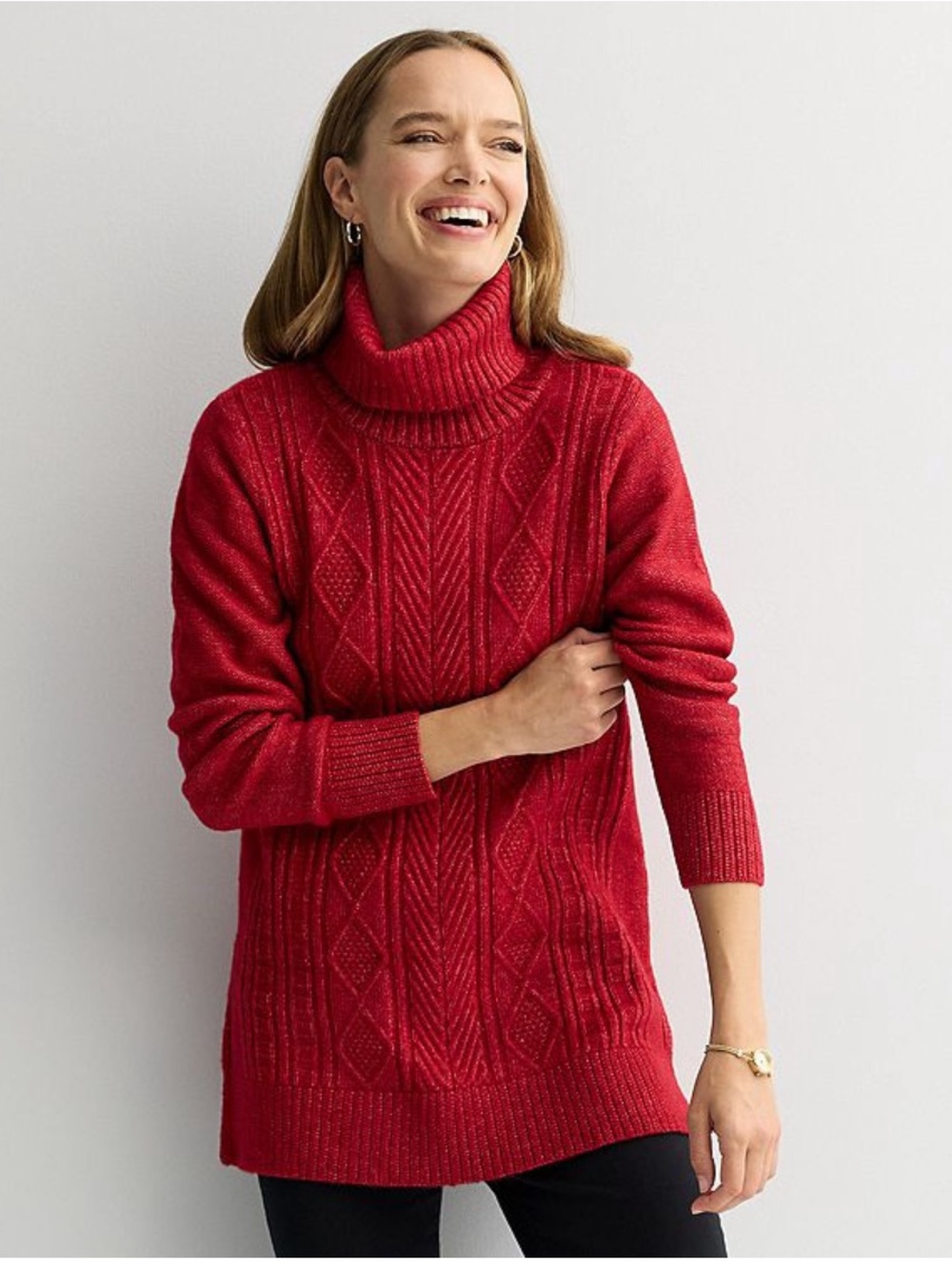 NWT Croft & Barrow Lucious berry chevron cable tunic sweater size XS